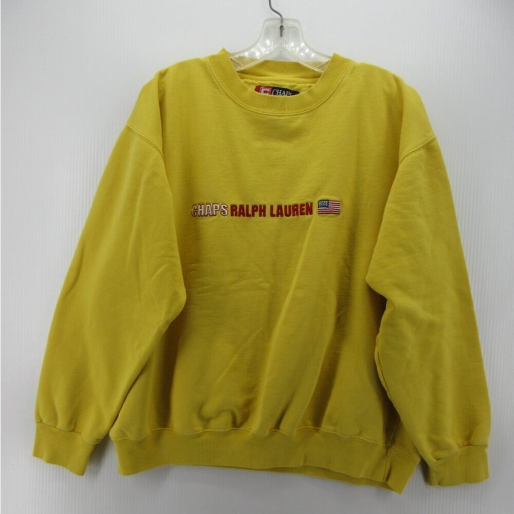 VINTAGE Ralph Lauren Chaps Sweatshirt Large Pullover USA Flag 90s